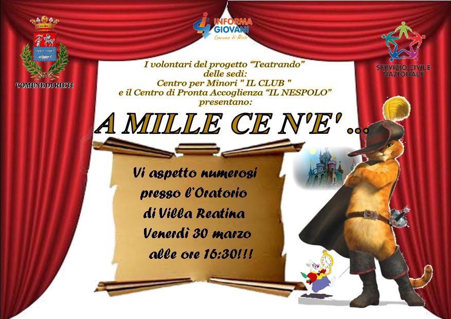 30 marzo: spettacolo teatrale “A mille ce n’è”