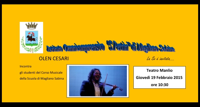 MAGLIANO, IL VIOLINISTA CESARI INCONTRA GLI STUDENTI