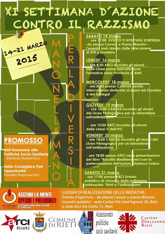 TUTTO PRONTO PER LA SETTIMANA CONTRO IL RAZZISMO
