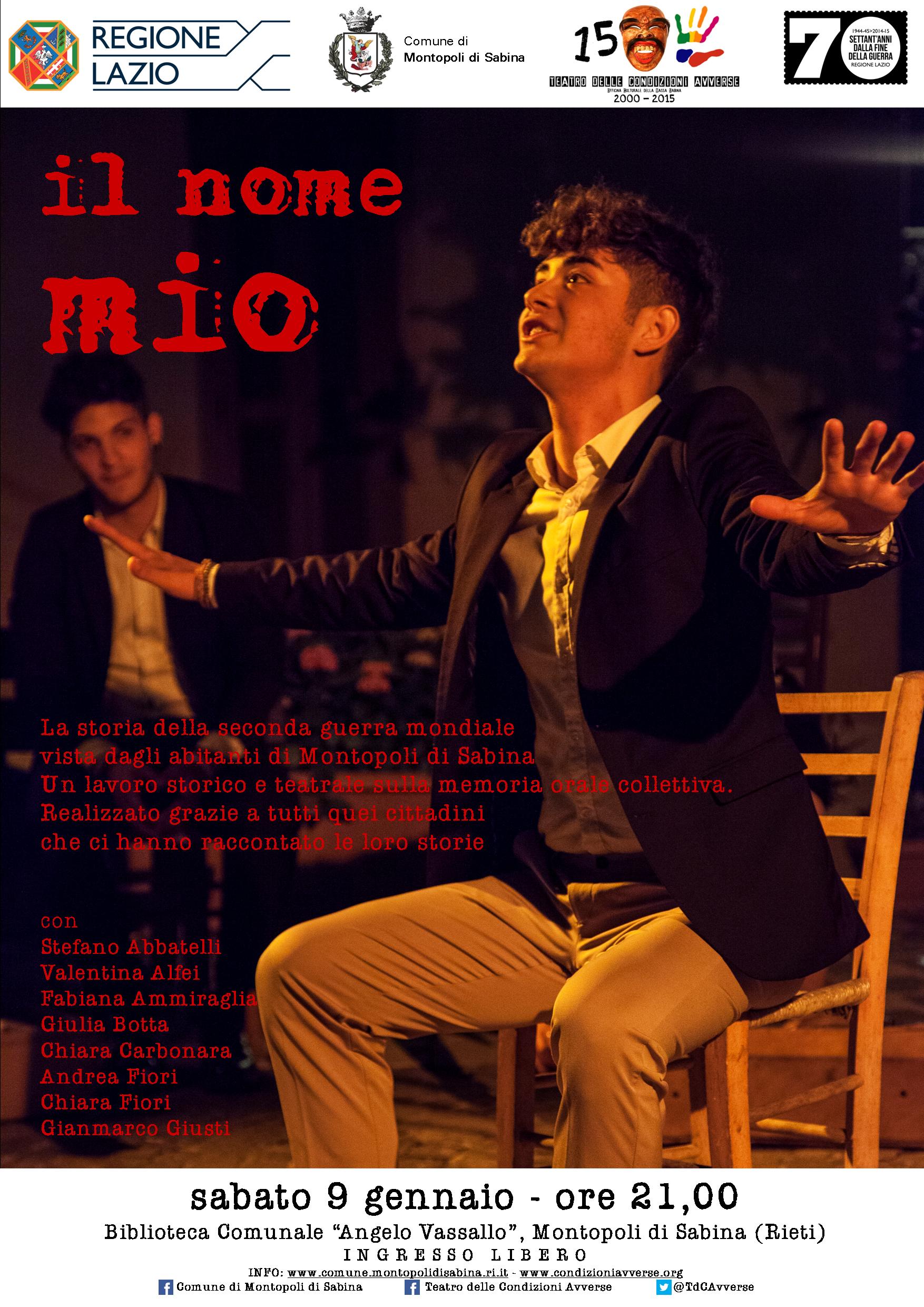 MONTOPOLI: SPETTACOLO TEATRALE “IL NOME MIO”