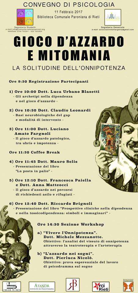 RIETI, 11 FEBBRAIO: CONVEGNO SU “GIOCO ‘AZZARDO E MITOMANIA”