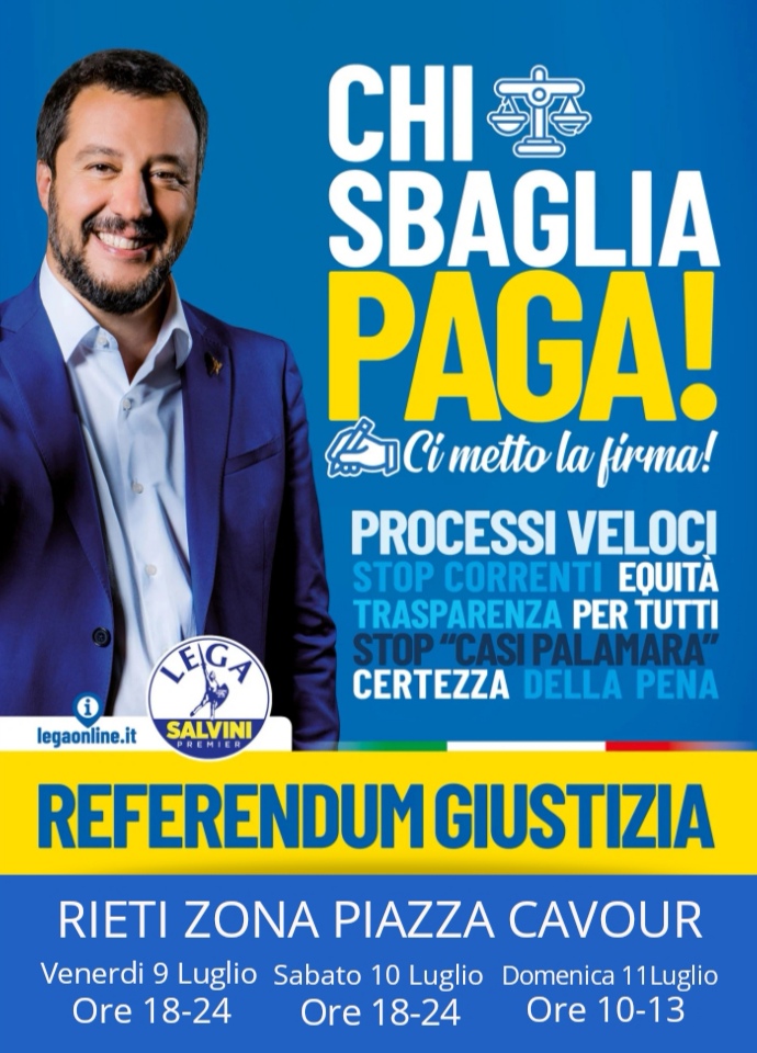 LEGA, CONTINUA LA RACCOLTA FIRME PER I REFERENDUM SULLA GIUSTIZIA