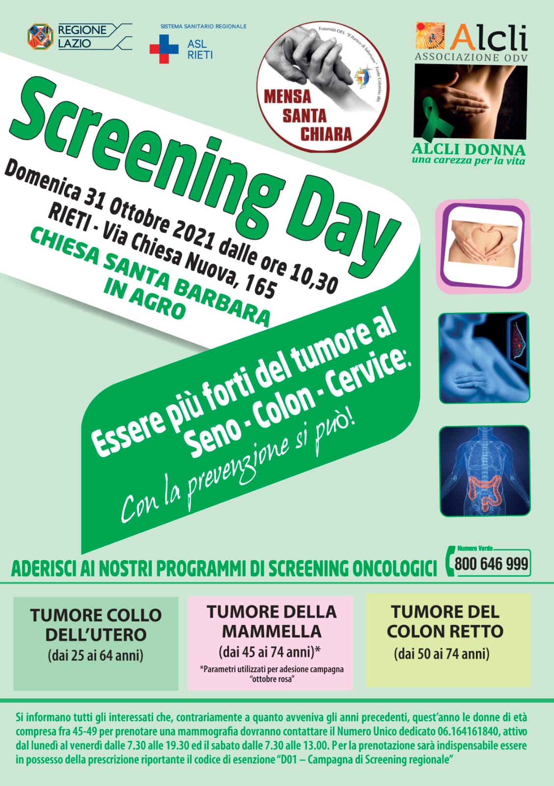 prevenzione, ALCLI MENSA S.CHIARA