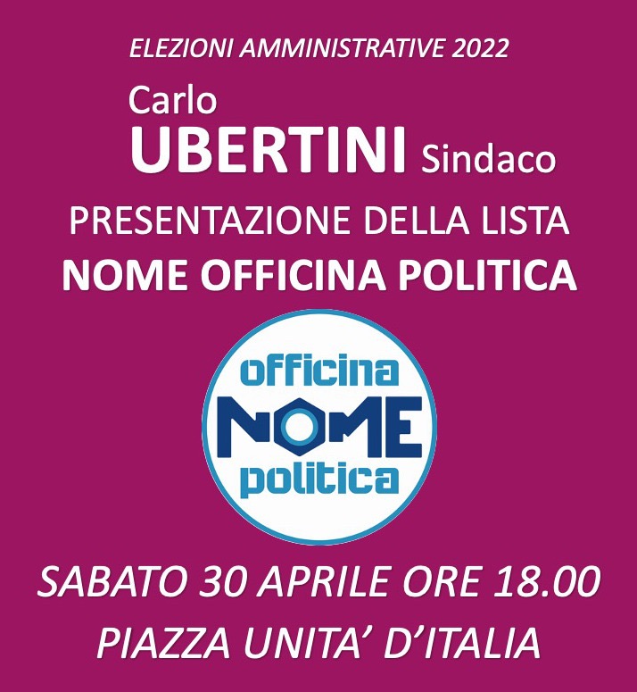 NOME Officina Politica: 30 aprile a Villa Reatina Presentazione della lista