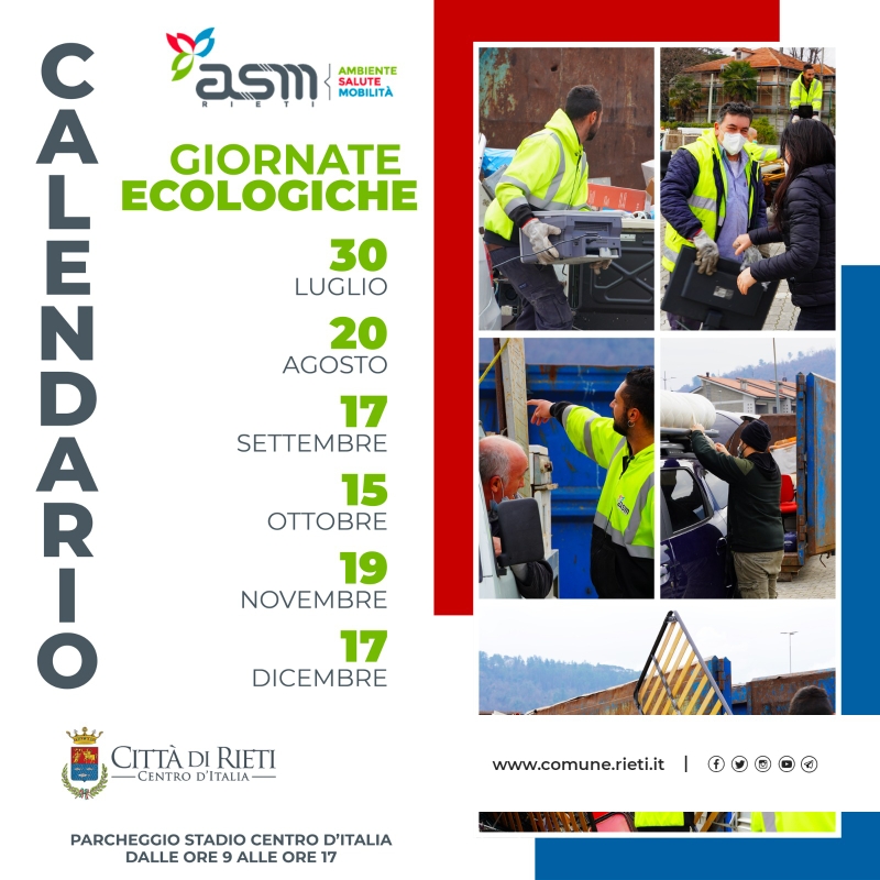 Giornate ecologiche ASM_Comune di Rieti: ecco il calendario fino a fine 2022