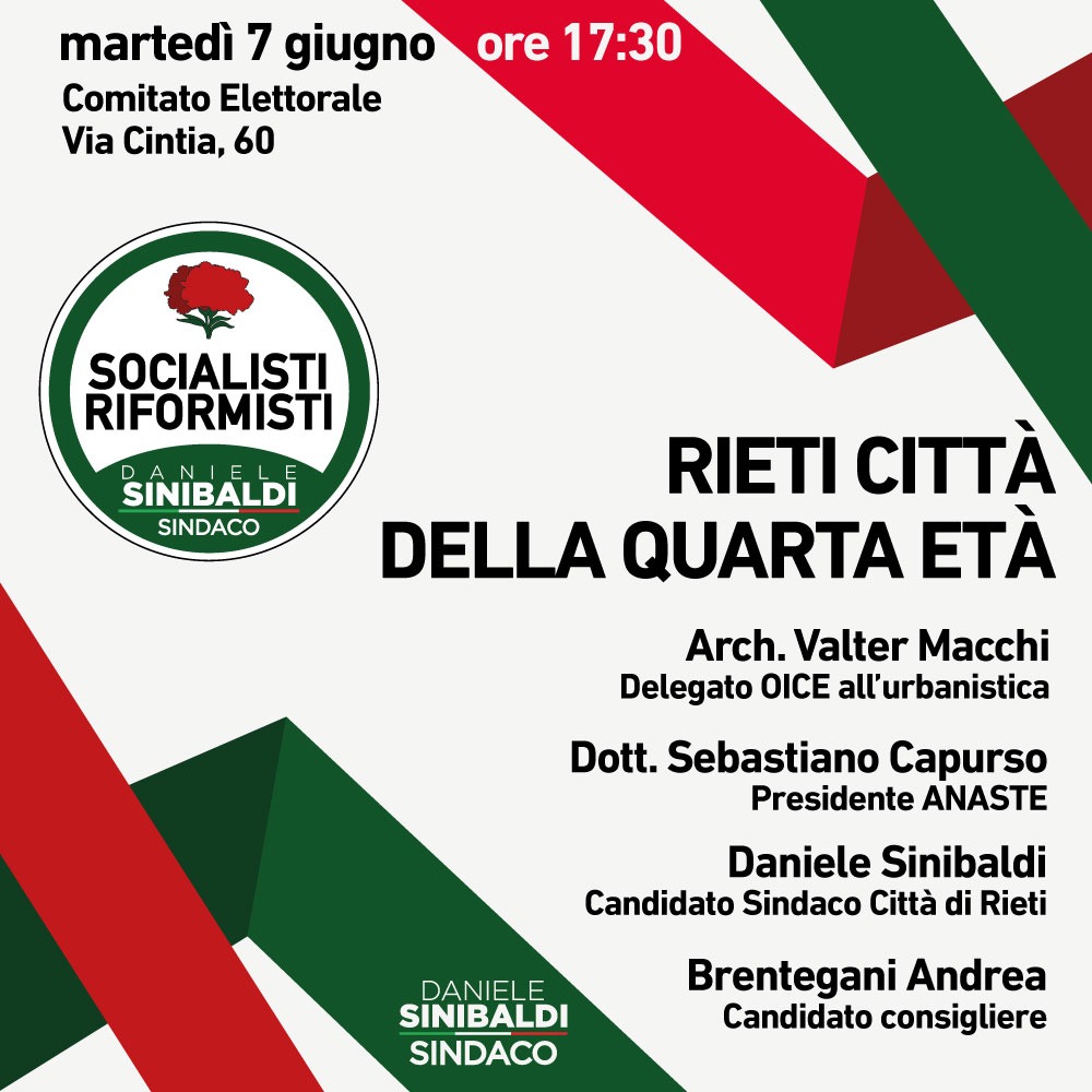 Socialisti Riformisti per Sinibaldi: oggi un incontro dedicato al benessere degli anziani