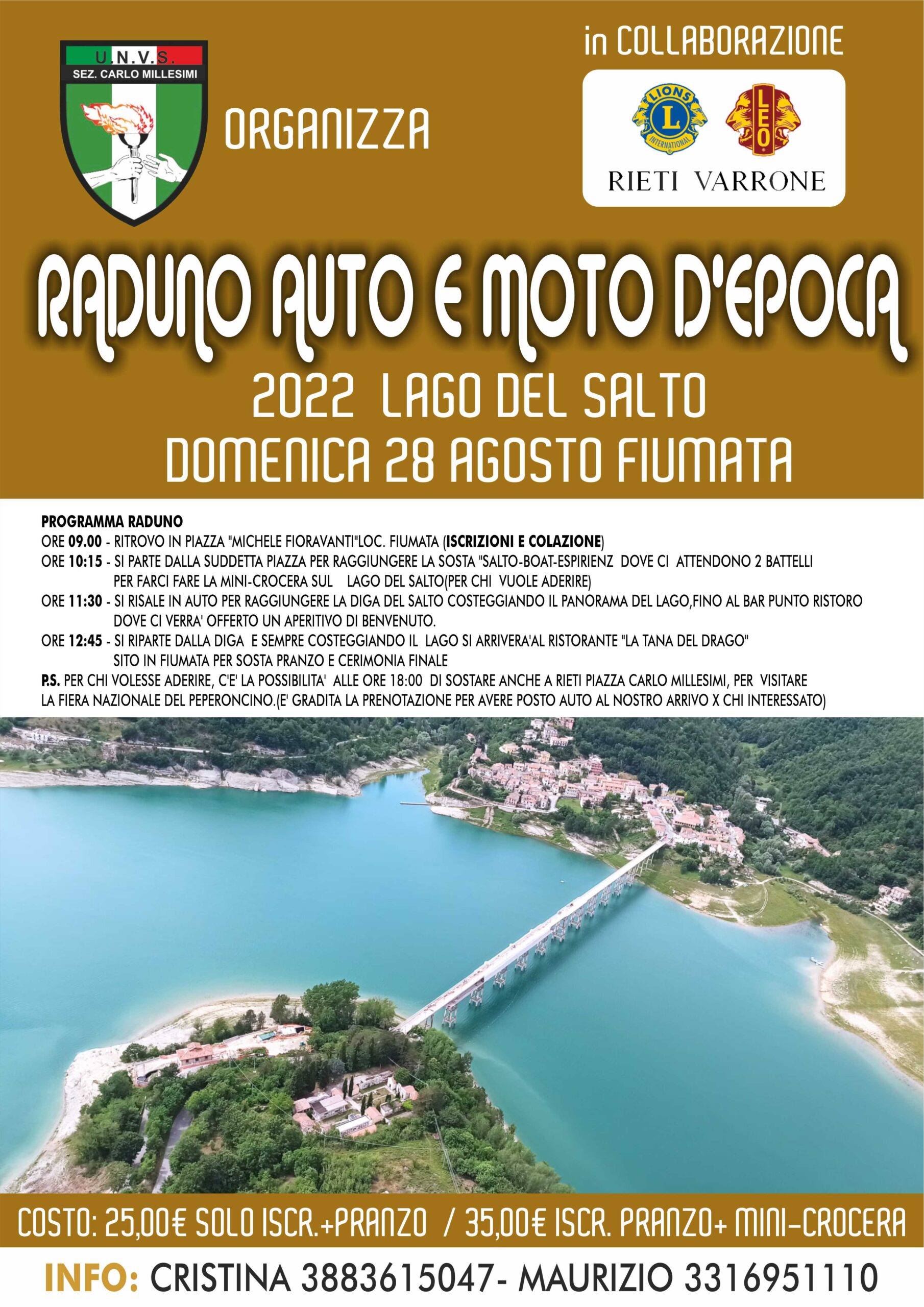 Lago del Salto, 28 agosto: raduno per auto e moto d’epoca
