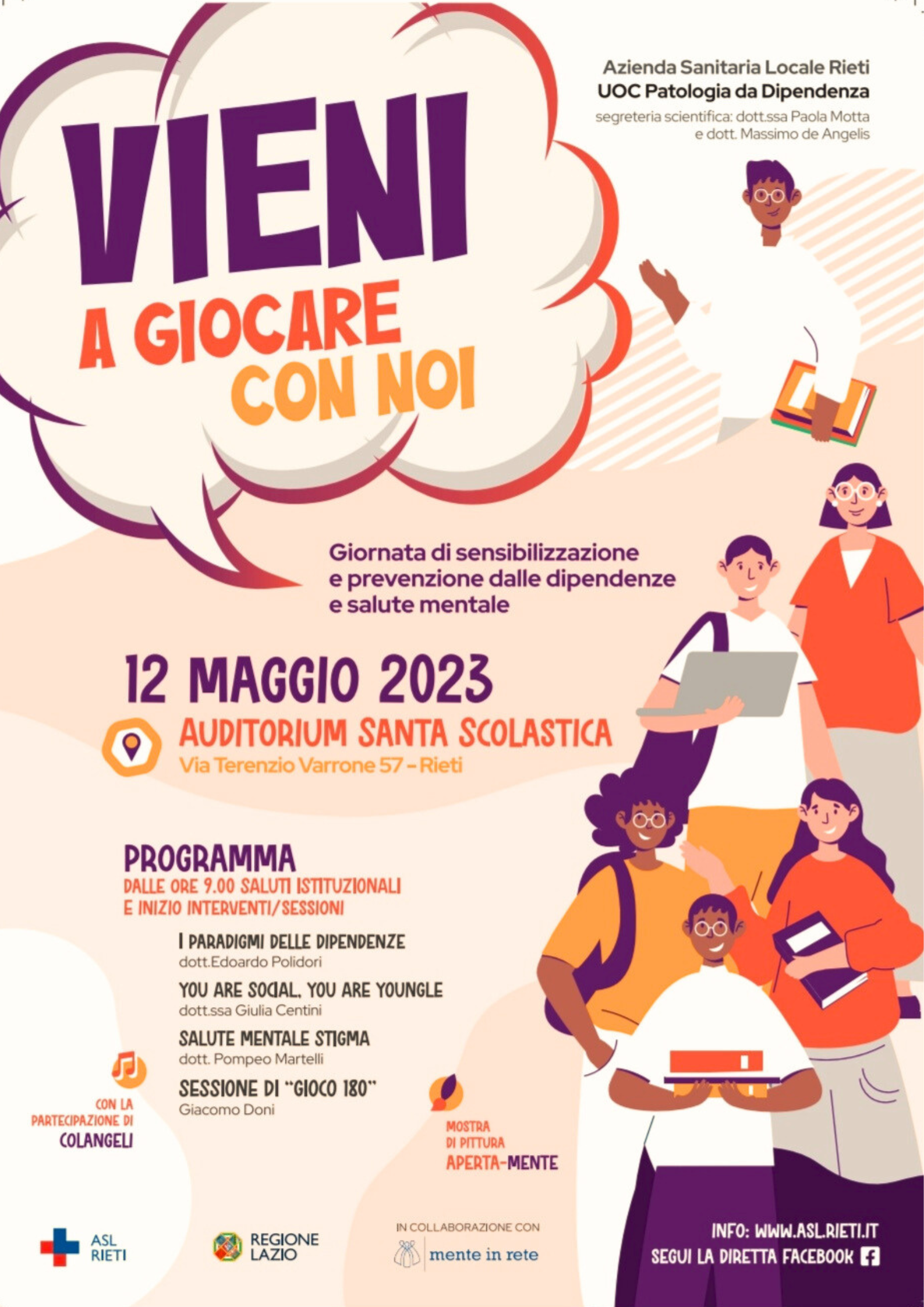 Salute mentale: “Vieni a giocare con noi” il 12 maggio a Santa Scolastica