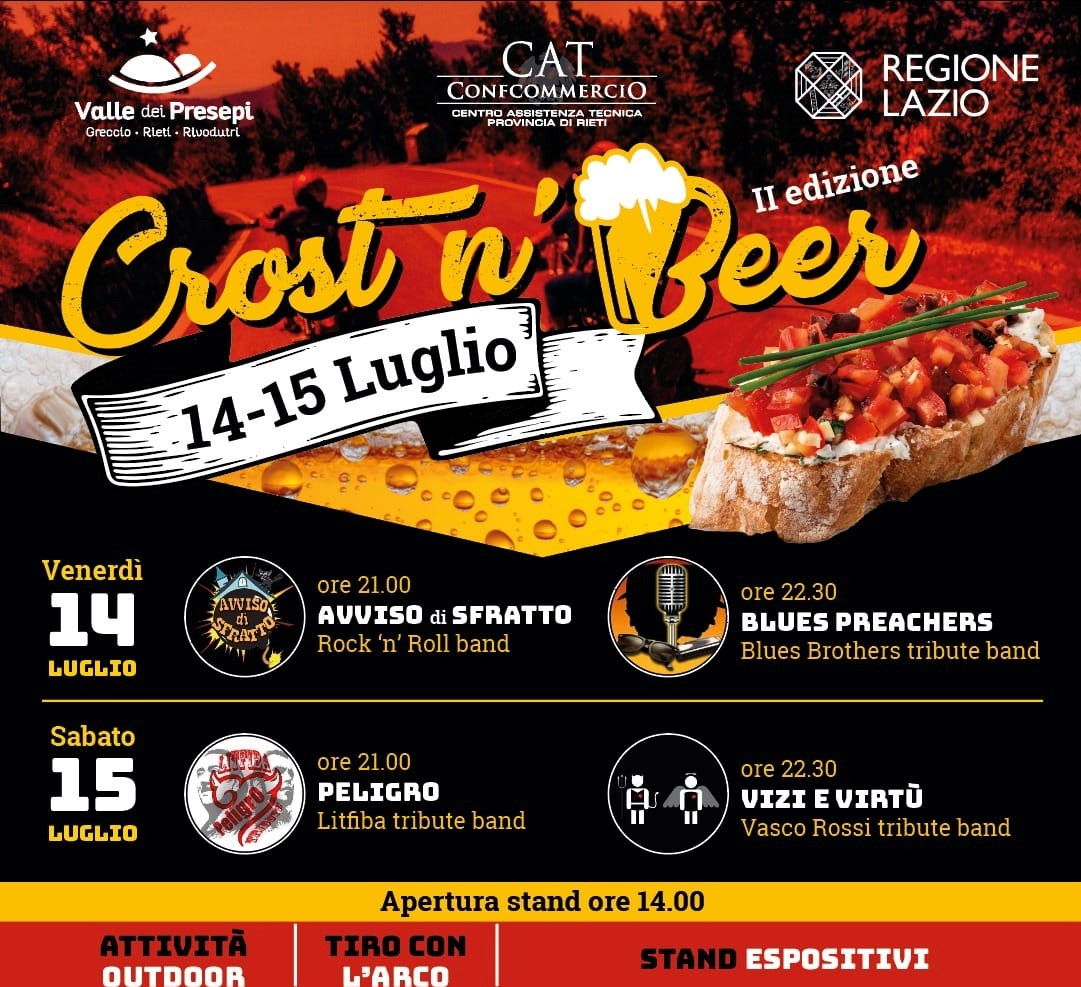 “Crost n’ Beer” II edizione a Limiti di Greccio, 14 e 15 luglio 2023.