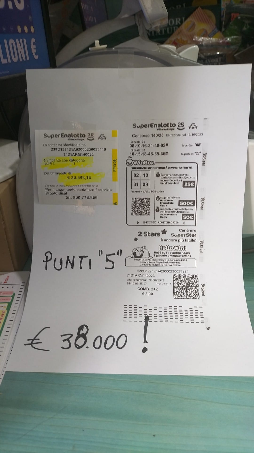 LA FORTUNA BACIA CANTALICE, VINTI OLTRE 30MILA EURO AL SUPERENALOTTO