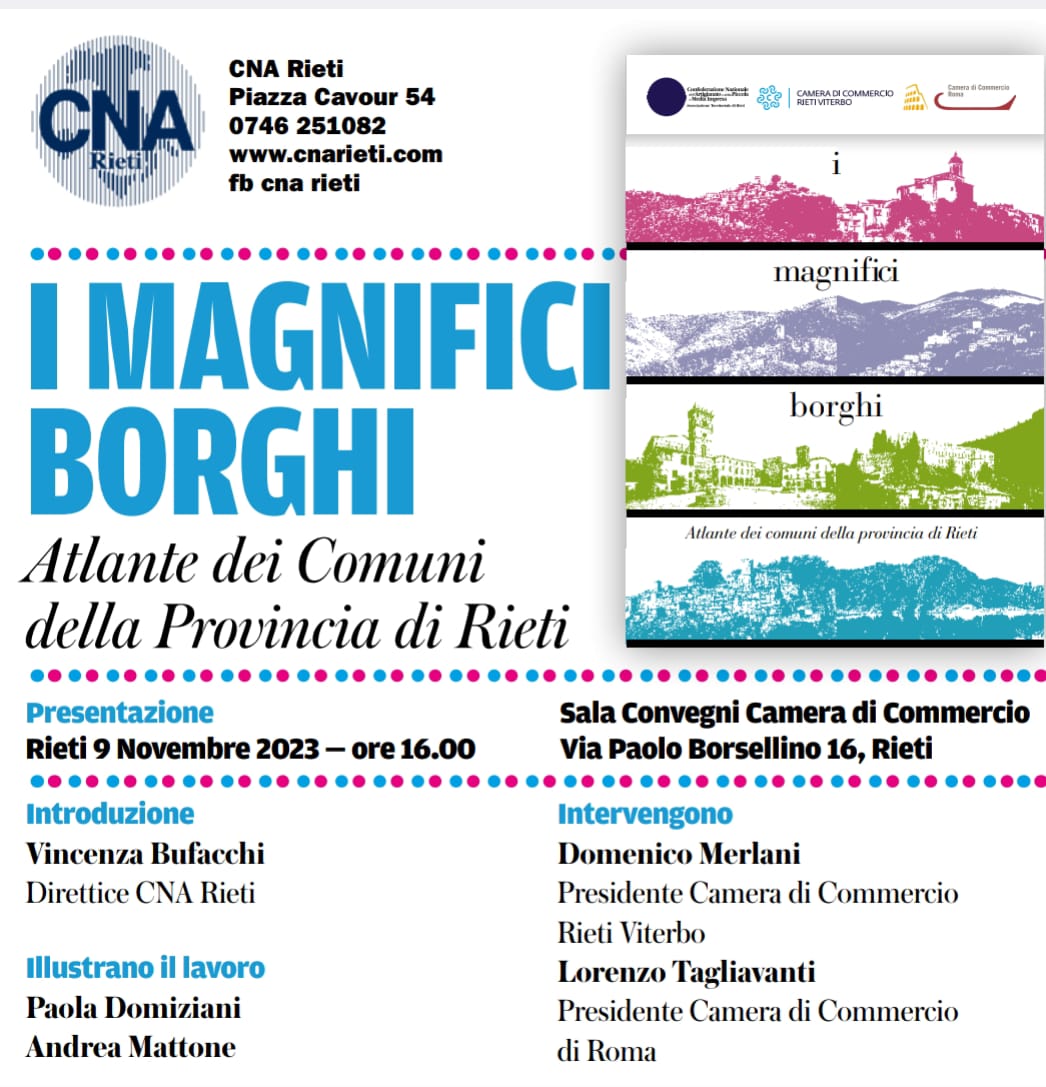 ﻿ 9 novembre presentazione del volume “I magnifici borghi. Atlante dei comuni della provincia di Rieti”