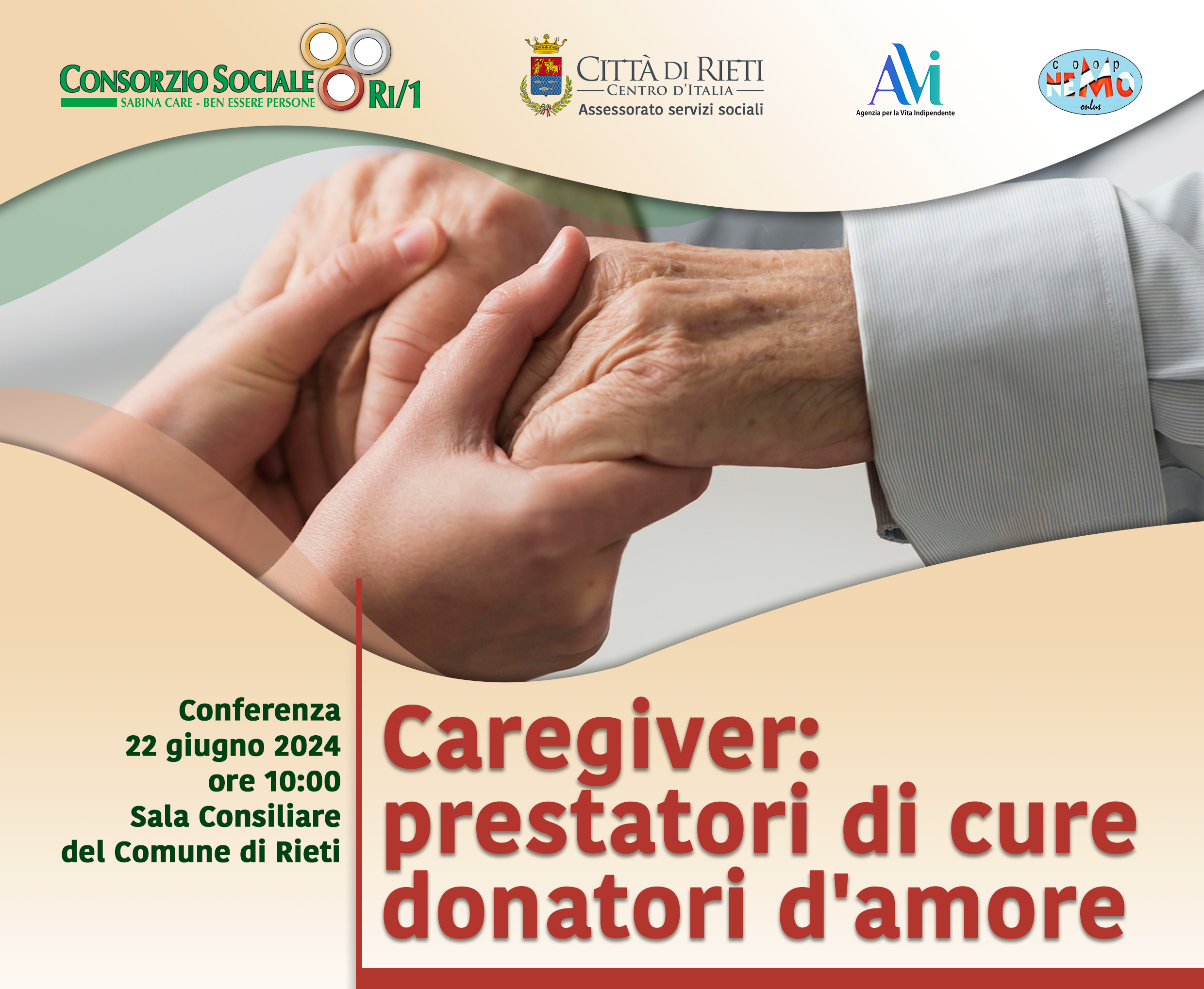 Il 22 giugno in Comune la conferenza “Caregiver: prestatori di cure, donatori d’amore”