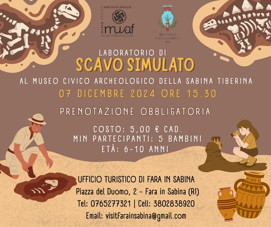 ARCHEOLOGI PER UN GIORNO AL MUSEO CIVICO DELLA SABINA TIBERINA A FARA IN SABINA