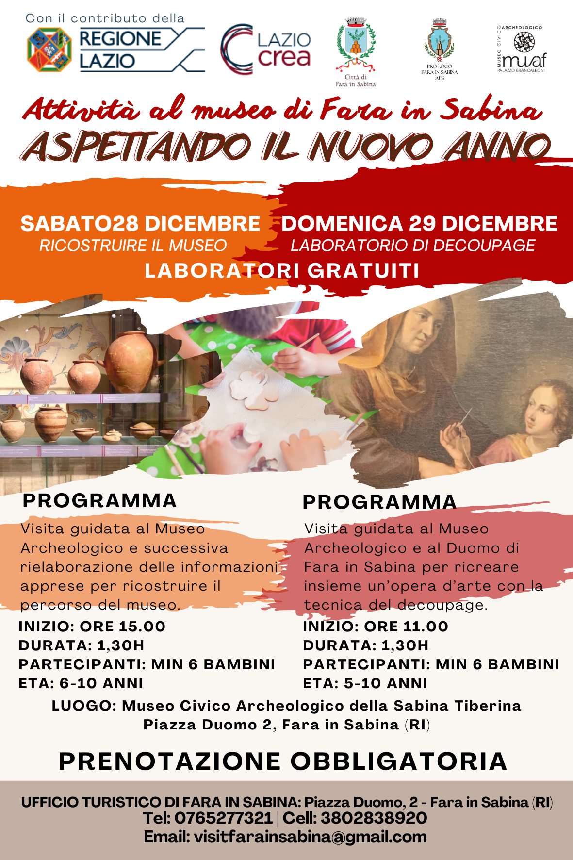 UN WEEKEND RICCO DI ATTIVITÀ A FARA IN SABINA: LABORATORI GRATUITI PER BAMBINI AL MUSEO CIVICO