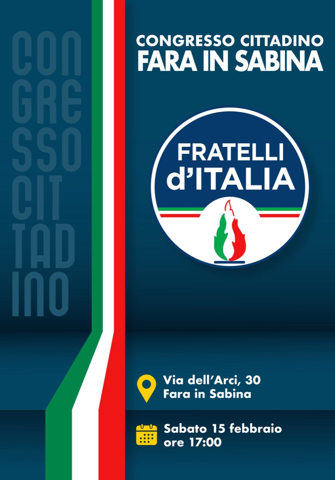 OGGI IL CONGRECCO COMUNALE DI FRATELLI D’ITALIA FARA IN SABINA