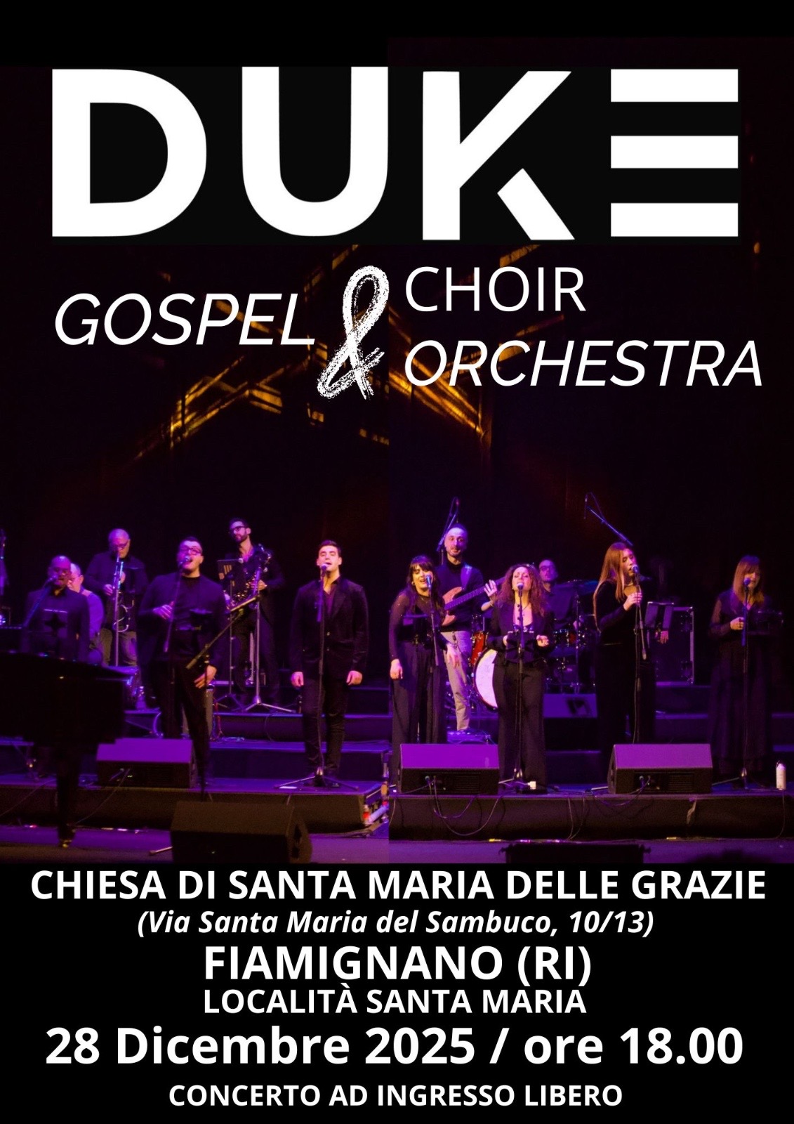 A FIAMIGNANO IL GRANDE CONCERTO DI NATALE CON I DUKE GOSPEL & CHOIR ORCHESTRA