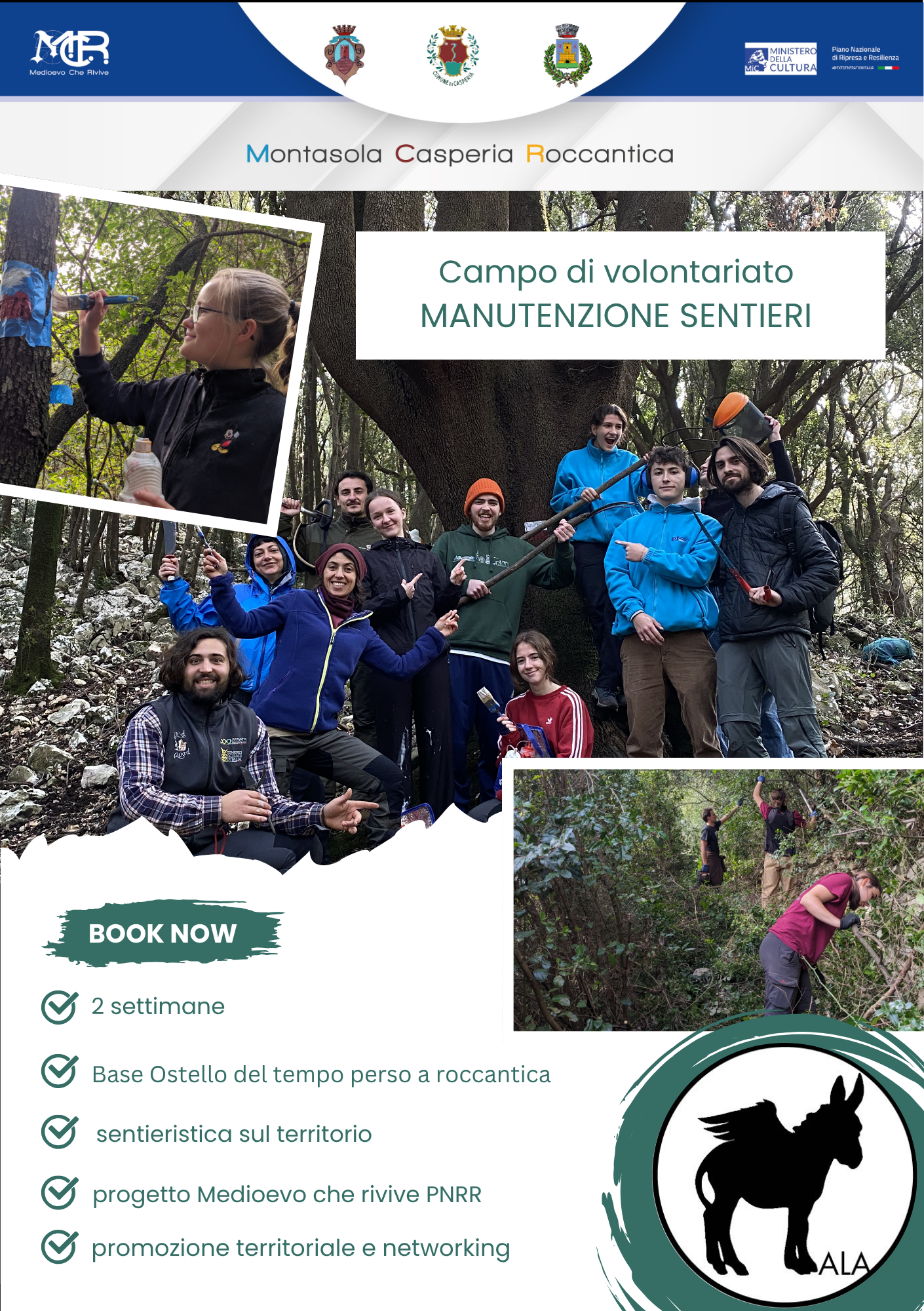 “MEDIOEVO CHE RIVIVE” ATTRAVERSO I GIOVANI PROTAGONISTI NEL RIQUALIFICARE I SENTIERI SABINI