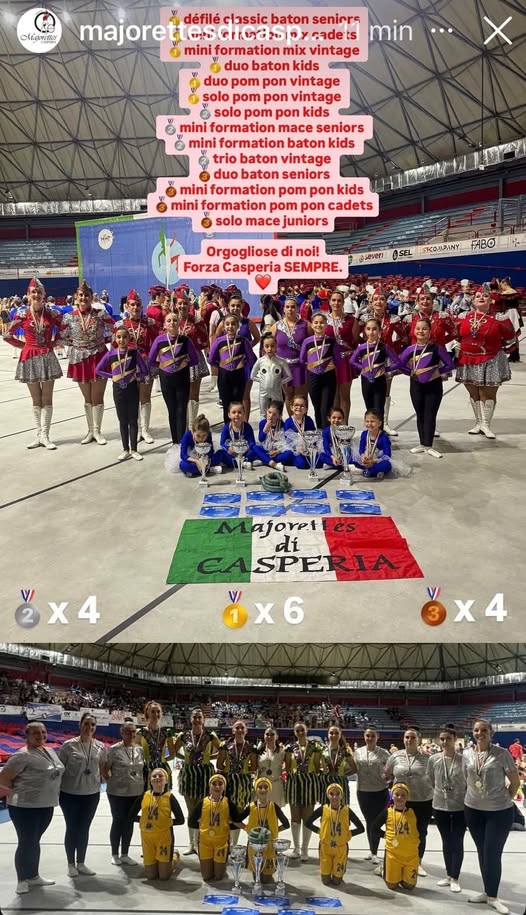 SEI MEDAGLIE D’ORO E NON SOLO PER LE MAJORETTES DI CASPERIA AL CAMPIONATO NAZIONALE DI MONTECATINI