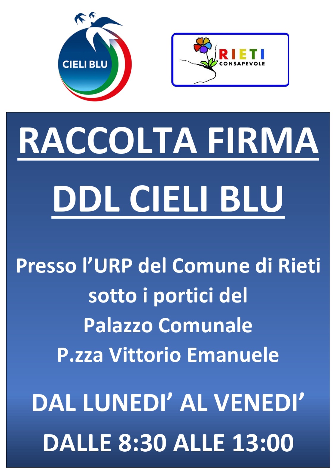 raccolta firme URP Comune di Rieti