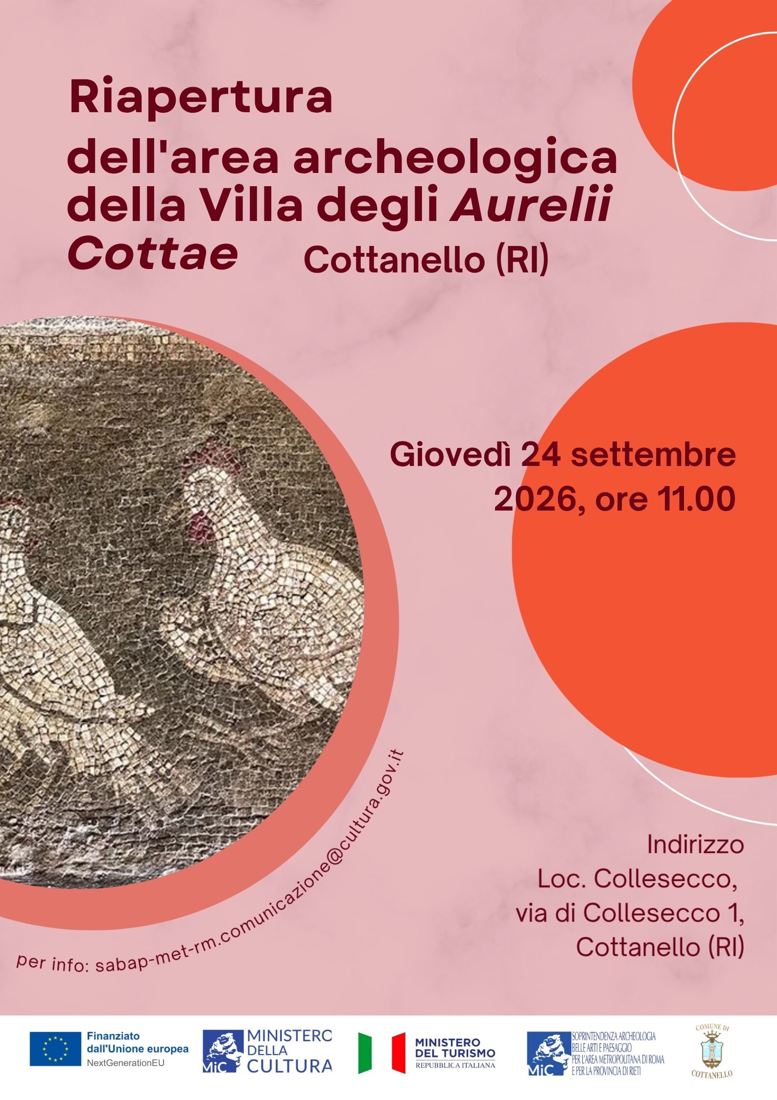 Concluso l’intervento di riqualificazione e valorizzazione della Villa degli Aurelii Cottae