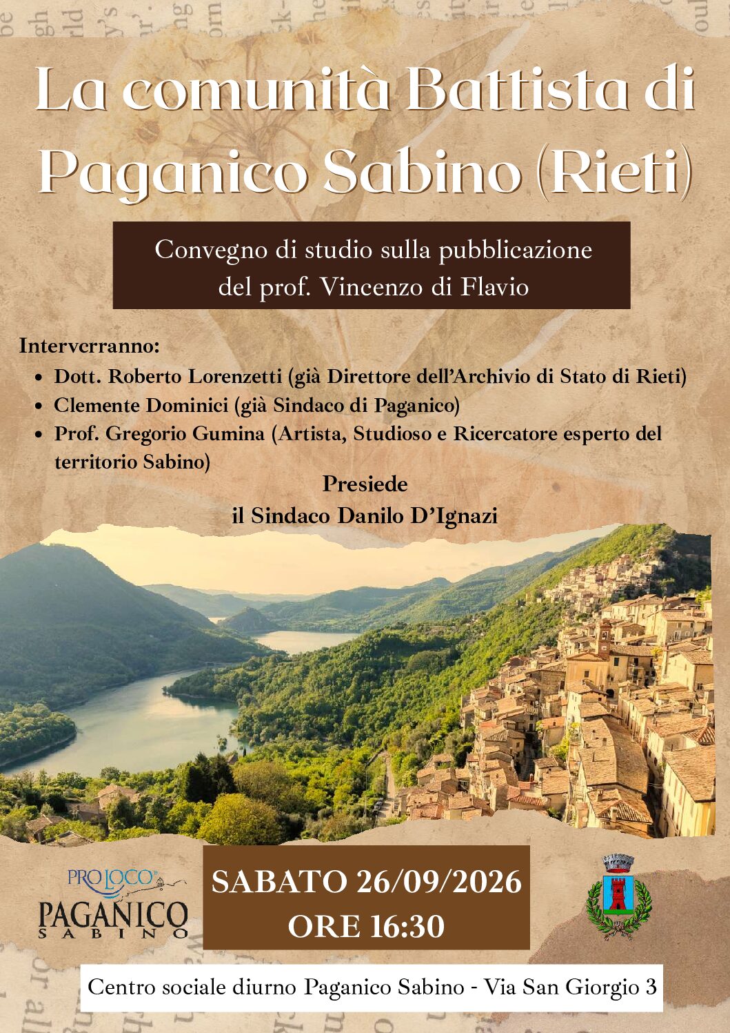 A PAGANICO SABINO IL CONVEGNO SUL PROTESTANTESIMO NELLA PROVINCIA DI RIETI